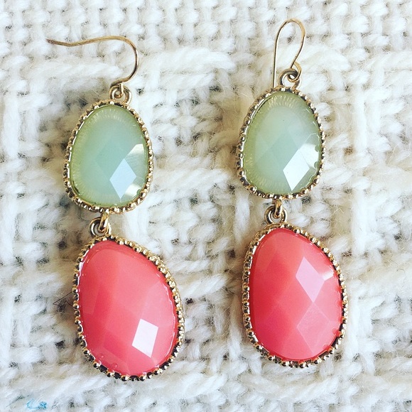 Jewelry - Teal and Coral earrings